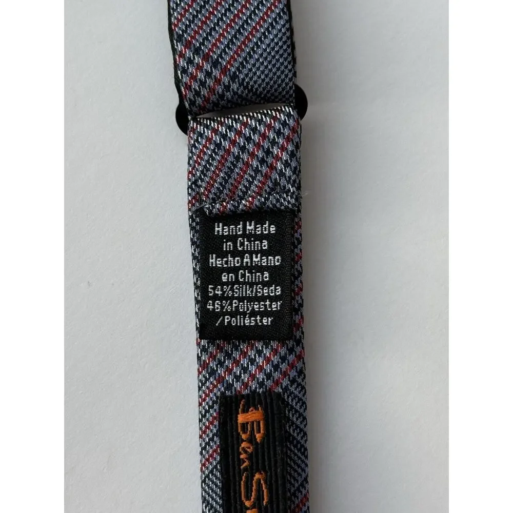 Ben Sherman Men's Silk Blend Bow Tie‎ Adjustable Navy/Light Blue & Red Plaid